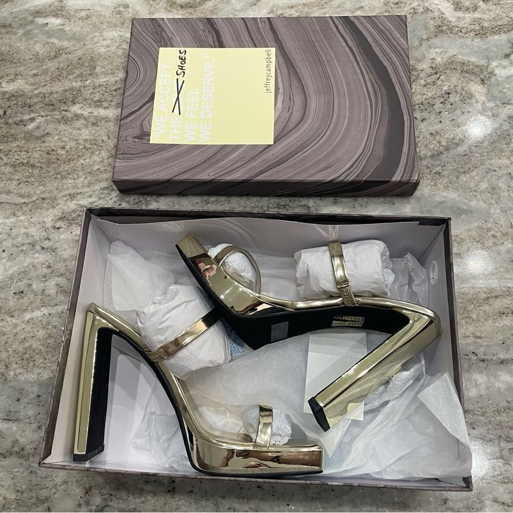 Nwt Jeffrey Campbell Gold Hustler Platform Sandal Size 7 - Picture 11 of 14